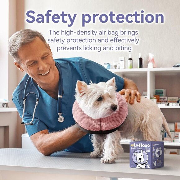 Soft Inflatable Dog Cone Collar for Small Medium Large Dogs - - Pink S - Picture 3 of 6